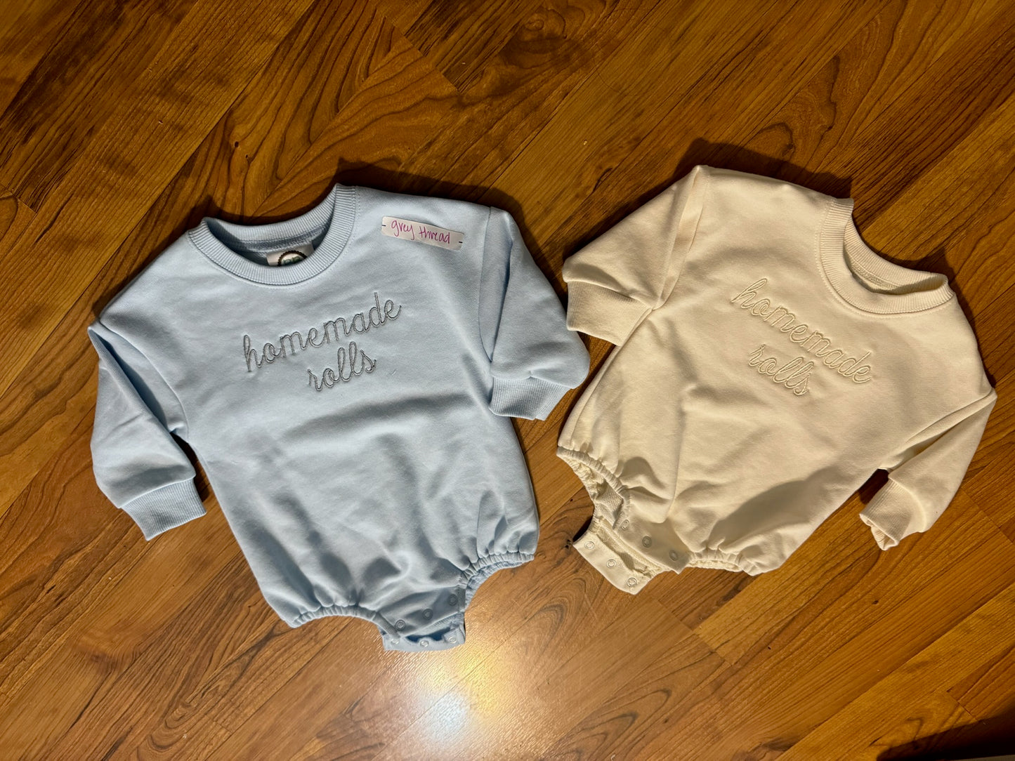 "Homemade Rolls" Embroidered Baby Bodysuit
