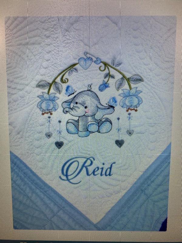 Personalized Elephant Baby Quilt