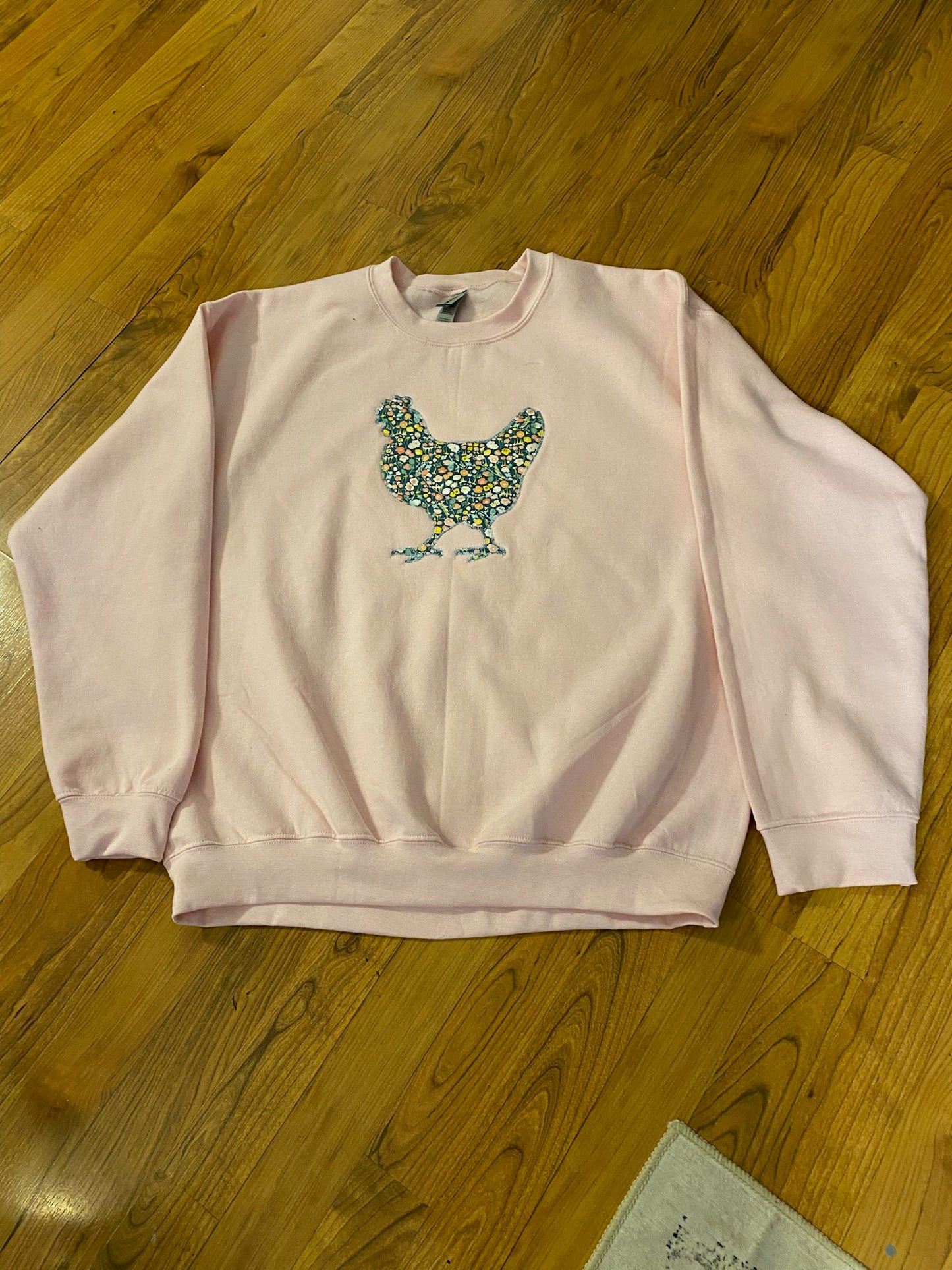 Floral Chicken Appliqué Sweatshirt